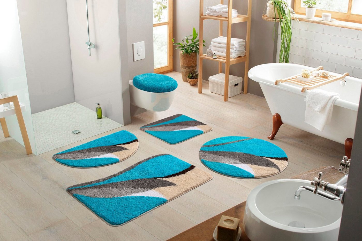 OTTO home Badematte Magnus, Badvorleger, Badezimmer Teppich, Höhe 20 mm, rutschhemmend beschichtet, schnell trocknend, strapazierfähig, Polyacryl, rechteckig, m – Bild 3 von 5