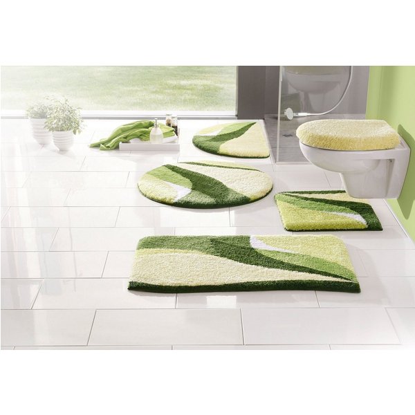 OTTO home Badematte Magnus, Badvorleger, Badezimmer Teppich, Höhe 20 mm, rutschhemmend beschichtet, schnell trocknend, strapazierfähig, Polyacryl, halbrund, meh