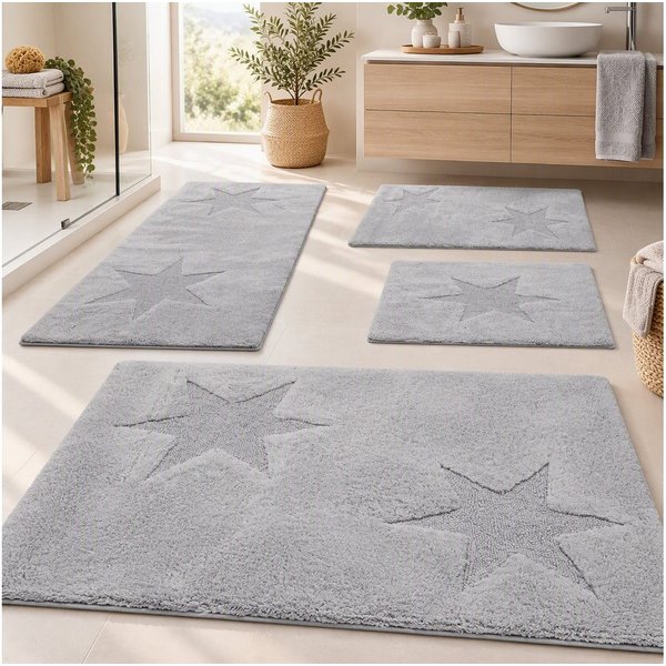 OTTO home Badematte Marie, Badvorleger, Badezimmer Teppich, Höhe 13 mm, rutschhemmend beschichtet, strapazierfähig, fußbodenheizungsgeeignet, Baumwolle, rechtec