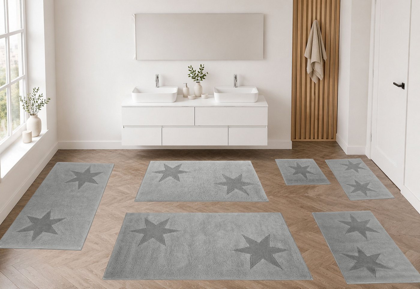 OTTO home Badematte Marie, Badvorleger, Badezimmer Teppich, Höhe 13 mm, rutschhemmend beschichtet, strapazierfähig, fußbodenheizungsgeeignet, Baumwolle, rechtec – Bild 3 von 5