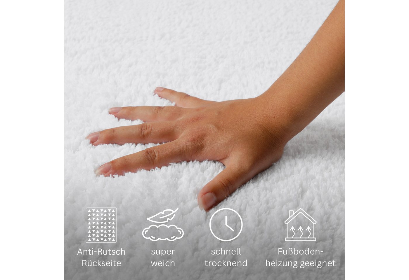 OTTO home Badematte Meellor, uni, viele Farben, Badvorleger, Badezimmer Teppich, Höhe 20 mm, rutschhemmend beschichtet, fußbodenheizungsgeeignet, Baumwolle, rec – Bild 3 von 5