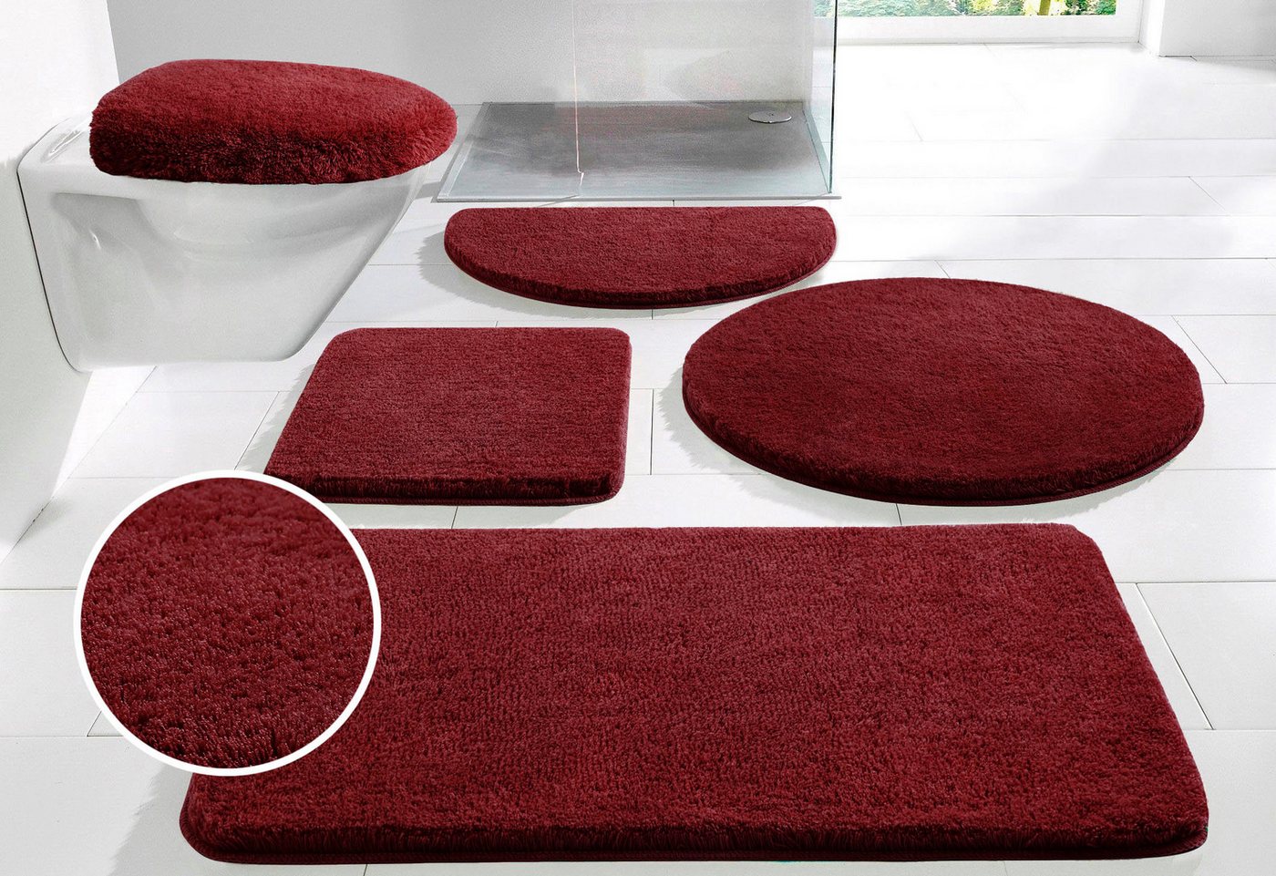 OTTO home Badematte Merida, Badvorleger, Badezimmer Teppich, Höhe 32 mm, rutschhemmend beschichtet, schnell trocknend, strapazierfähig, fußbodenheizungsgeeignet – Bild 2 von 5