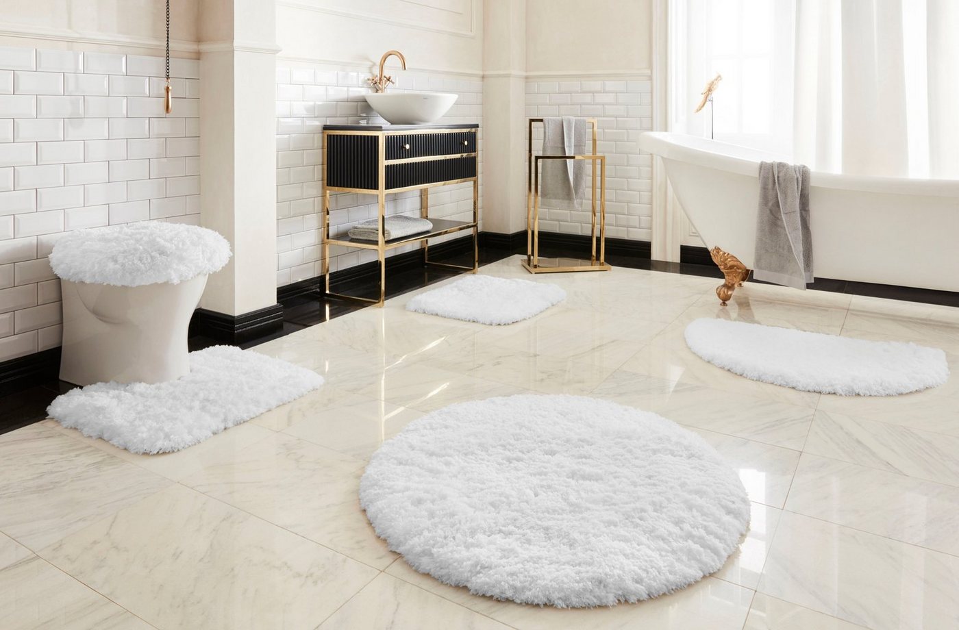 OTTO home Badematte Micro exclusiv, Badvorleger, Badezimmer Teppich, Höhe 55 mm, rutschhemmend beschichtet, schnell trocknend, strapazierfähig, fußbodenheizungs – Bild 3 von 5