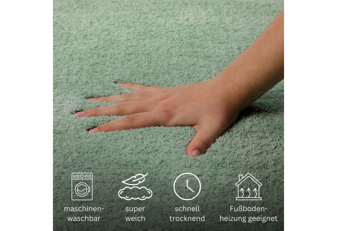 OTTO home Badematte Neele, uni, viele Farben, Badvorleger, Badezimmer Teppich, Höhe 20 mm, rutschhemmend beschichtet, schnell trocknend, Polyester, rechteckig,  – Bild 3 von 5