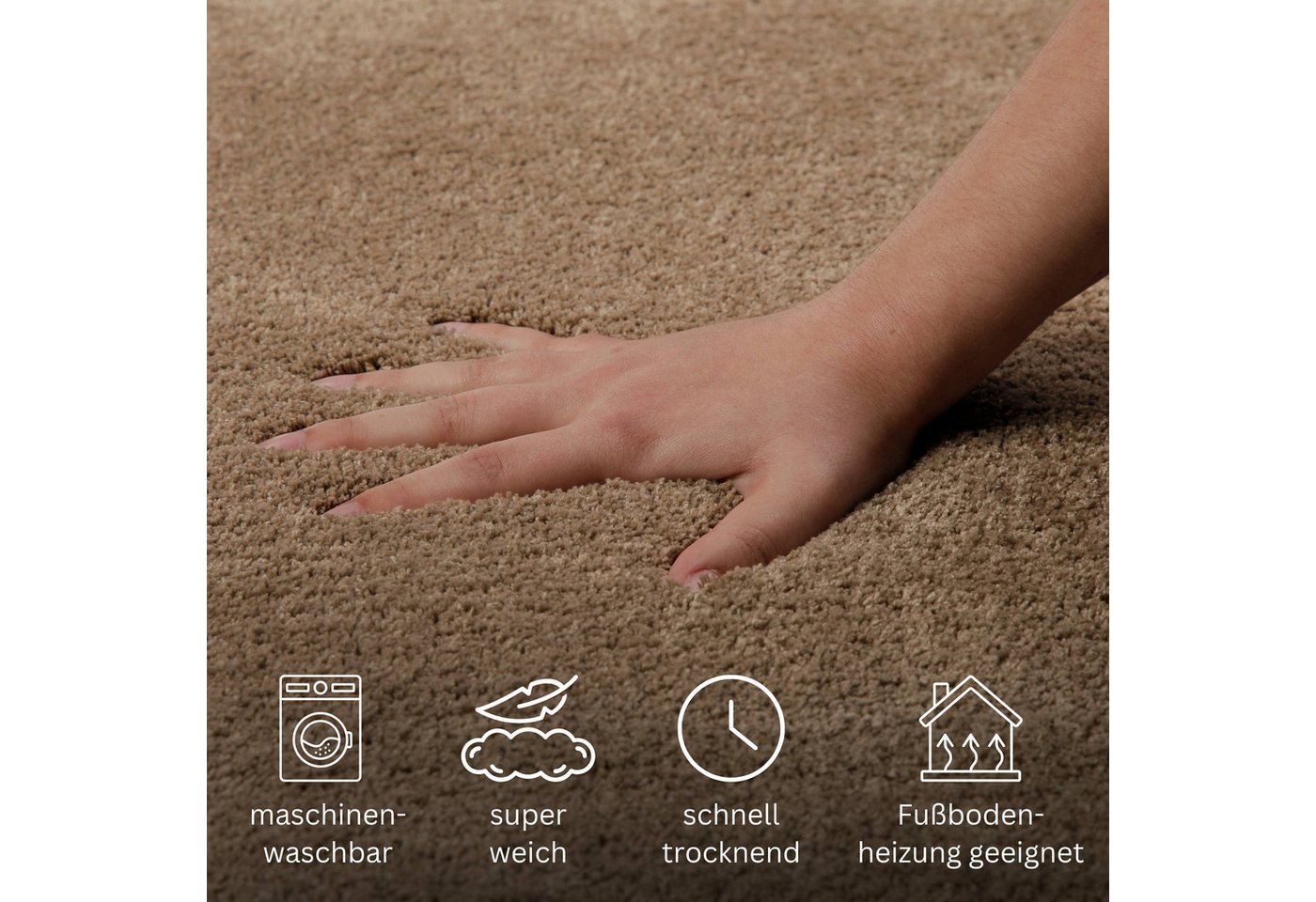 OTTO home Badematte Neele, uni, viele Farben, Badvorleger, Badezimmer Teppich, Höhe 20 mm, rutschhemmend beschichtet, schnell trocknend, Polyester, rechteckig,  – Bild 3 von 5