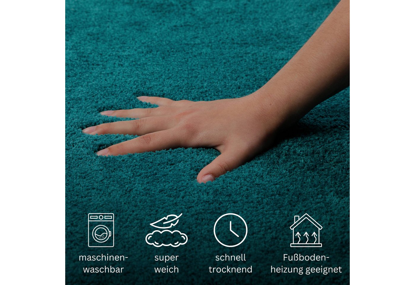 OTTO home Badematte Neele, uni, viele Farben, Badvorleger, Badezimmer Teppich, Höhe 20 mm, rutschhemmend beschichtet, schnell trocknend, Polyester, rechteckig,  – Bild 3 von 5