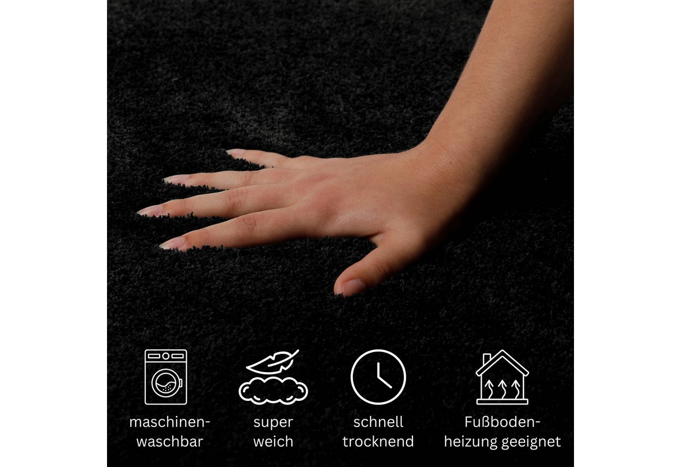 OTTO home Badematte Neele, uni, viele Farben, Badvorleger, Badezimmer Teppich, Höhe 20 mm, rutschhemmend beschichtet, schnell trocknend, Polyester, rechteckig,  – Bild 3 von 5