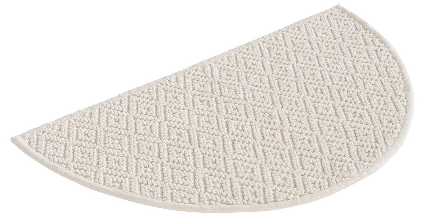 OTTO home Badematte Numan, Badvorleger, Badezimmer Teppich, Höhe 10 mm, strapazierfähig, fußbodenheizungsgeeignet, Baumwolle, halbrund, Rauten-Muster, Badteppic – Bild 2 von 5