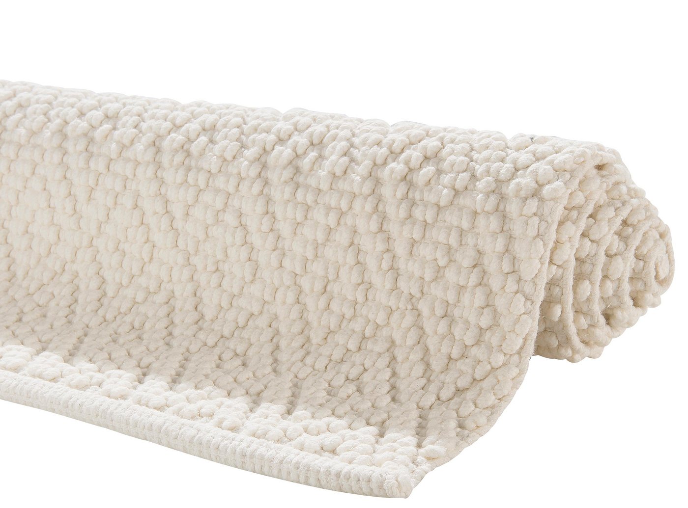 OTTO home Badematte Numan, Badvorleger, Badezimmer Teppich, Höhe 10 mm, strapazierfähig, fußbodenheizungsgeeignet, Baumwolle, halbrund, Rauten-Muster, Badteppic – Bild 3 von 5