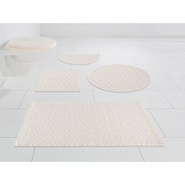OTTO home Badematte Numan, Badvorleger, Badezimmer Teppich, Höhe 10 mm, strapazierfähig, fußbodenheizungsgeeignet, Baumwolle, rechteckig, Rauten-Muster, Badtepp