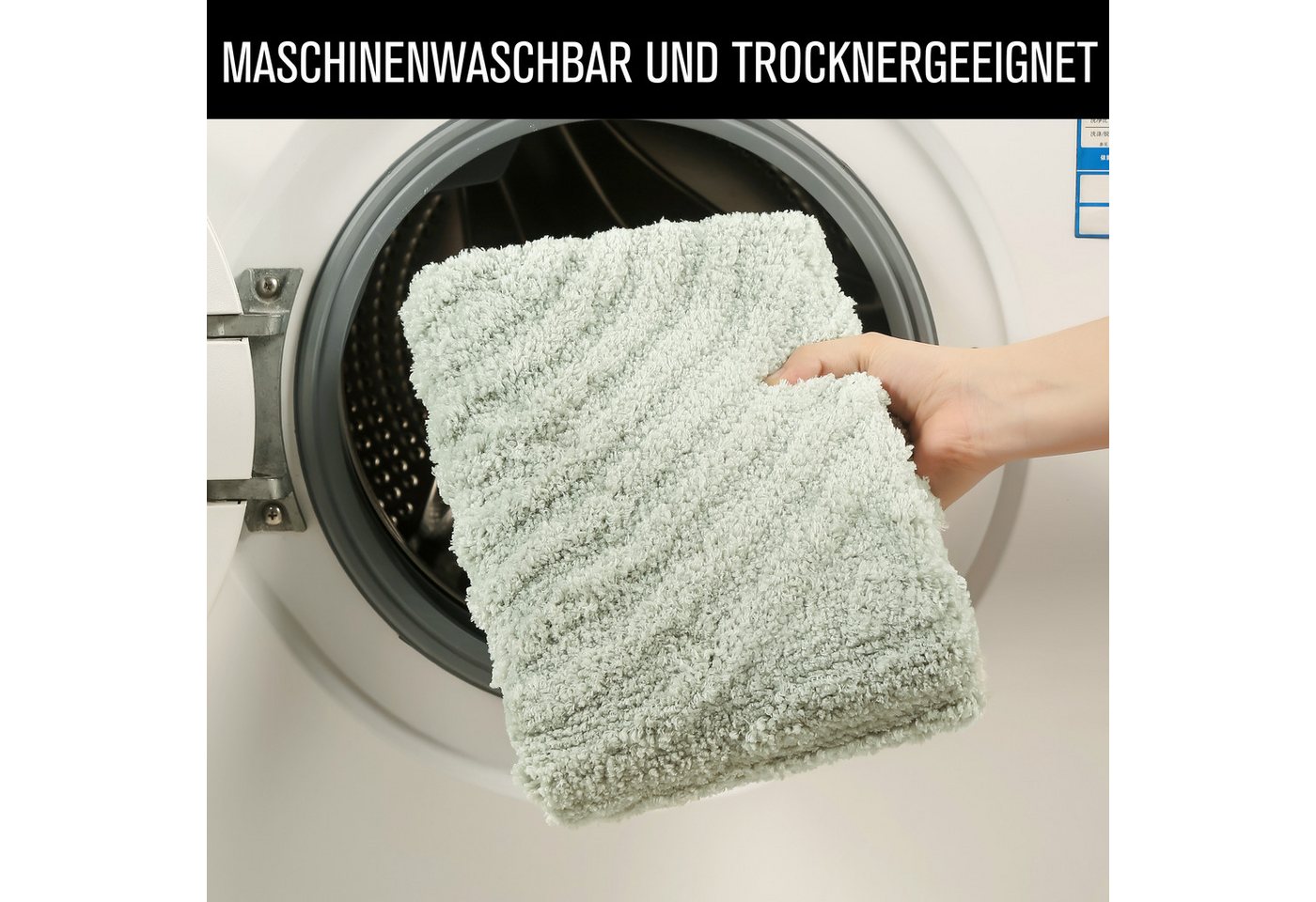 OTTO home Badematte Ognon, Scandi, Boho, modernes Muster, Höhe 15 mm, rutschhemmend beschichtet, schnell trocknend, strapazierfähig, fußbodenheizungsgeeignet, P – Bild 5 von 5