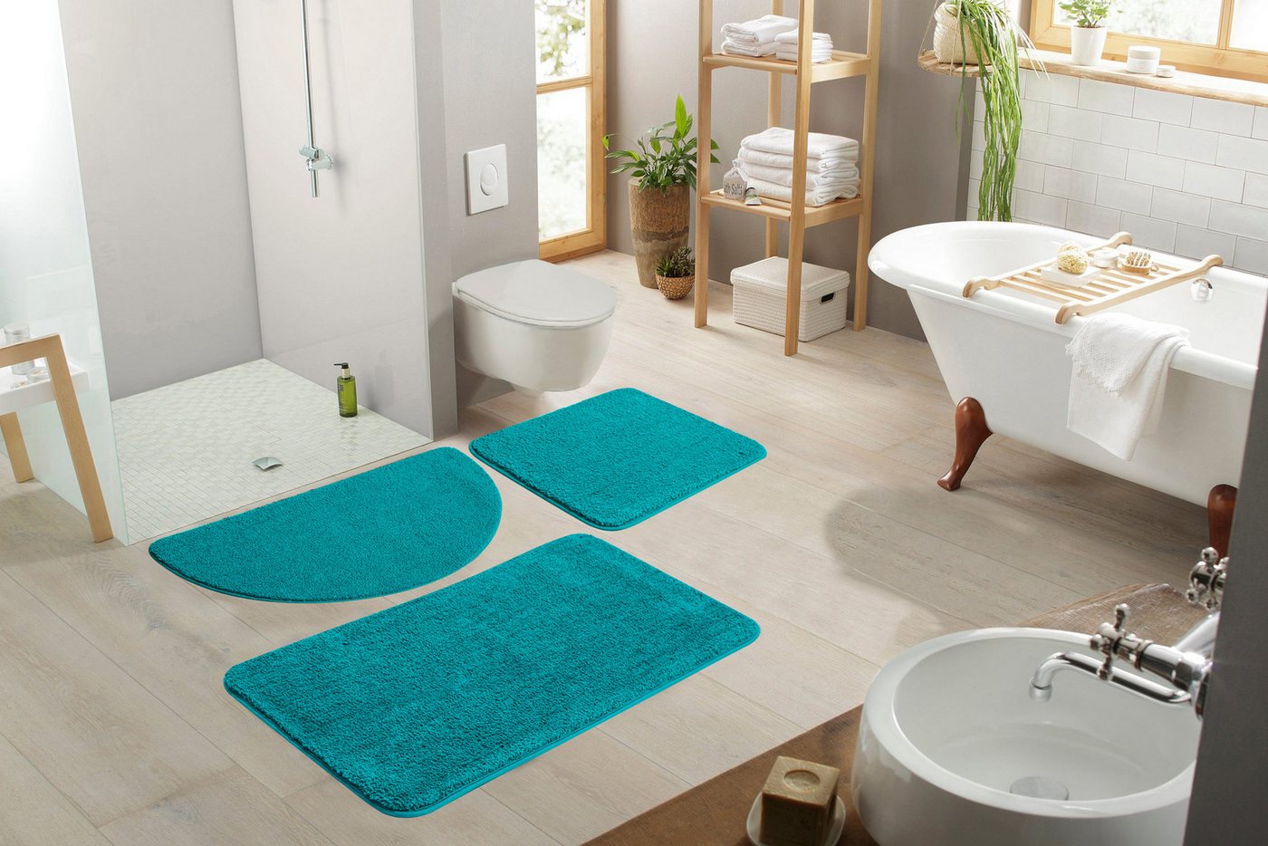 OTTO home Badematte Regona, Badteppich, Badvorleger, Badezimmer Teppich, Höhe 15 mm, rutschhemmend beschichtet, schnell trocknend, strapazierfähig, fußbodenheiz – Bild 2 von 5