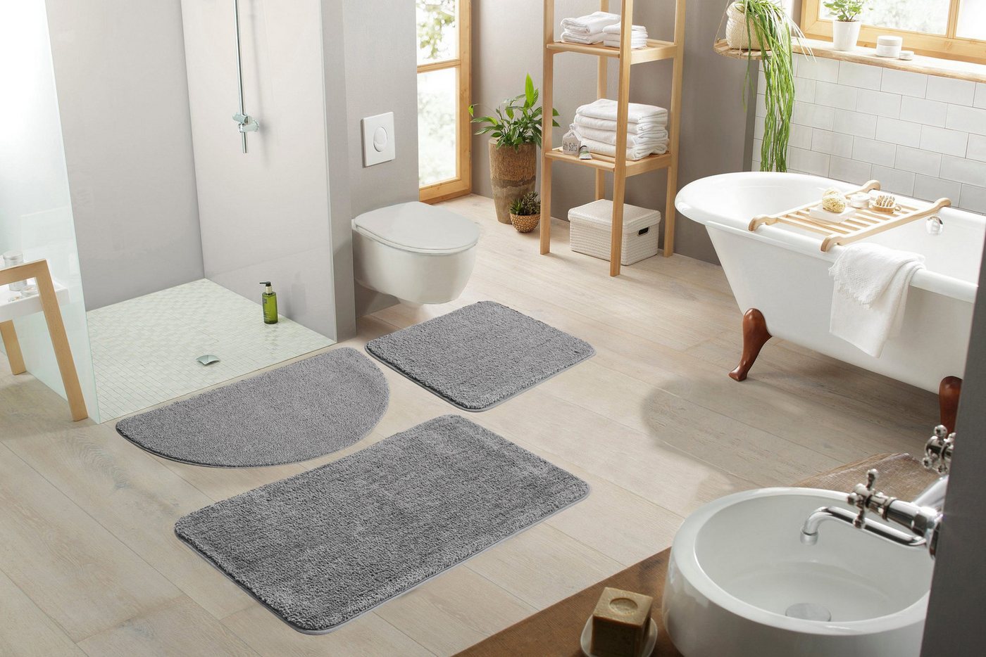 OTTO home Badematte Regona, Badteppich, Badvorleger, Badezimmer Teppich, Höhe 15 mm, rutschhemmend beschichtet, schnell trocknend, strapazierfähig, fußbodenheiz – Bild 2 von 5
