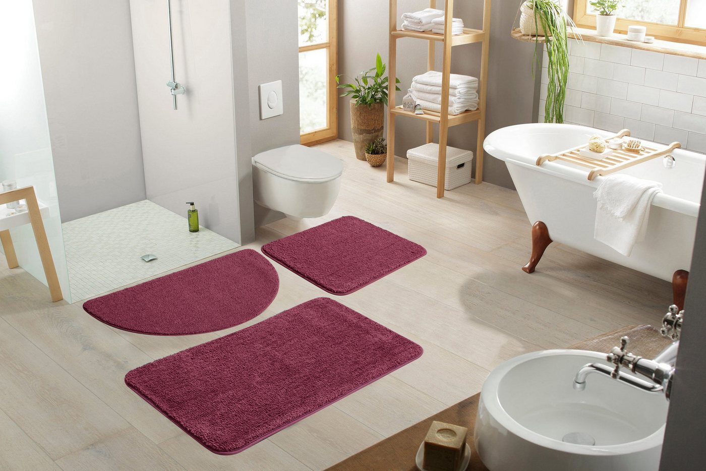 OTTO home Badematte Regona, Badteppich, Badvorleger, Badezimmer Teppich, Höhe 15 mm, rutschhemmend beschichtet, schnell trocknend, strapazierfähig, fußbodenheiz – Bild 2 von 5