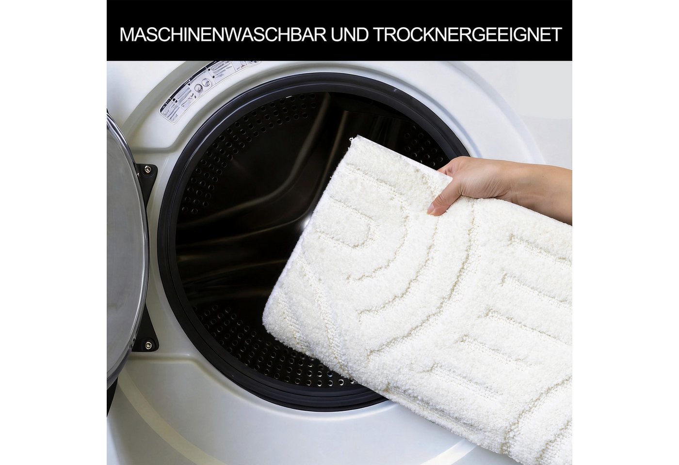 OTTO home Badematte Regona Scandi, Badvorleger, Badezimmer Teppich, Duschvorleger, Höhe 10 mm, rutschhemmend beschichtet, strapazierfähig, Polyester, rechteckig – Bild 5 von 5