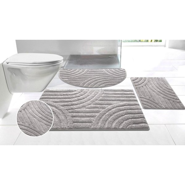 OTTO home Badematte Regona Scandi, Badvorleger, Badezimmer Teppich, Duschvorleger, Höhe 10 mm, rutschhemmend beschichtet, strapazierfähig, Polyester, halbrund, 