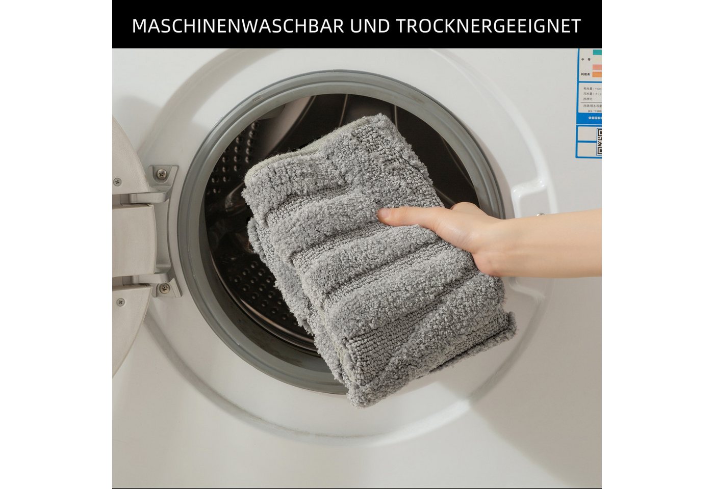 OTTO home Badematte Regona Scandi, Badvorleger, Badezimmer Teppich, Duschvorleger, Höhe 10 mm, rutschhemmend beschichtet, strapazierfähig, Polyester, halbrund,  – Bild 5 von 5