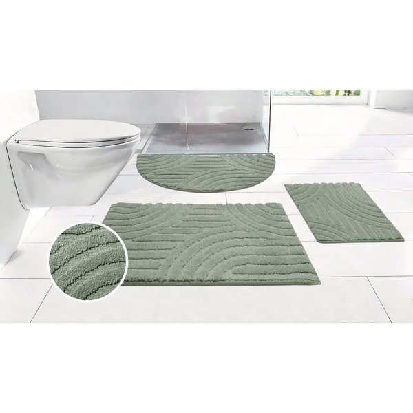 OTTO home Badematte Regona Scandi, Badvorleger, Badezimmer Teppich, Duschvorleger, Höhe 10 mm, rutschhemmend beschichtet, strapazierfähig, Polyester, halbrund, 