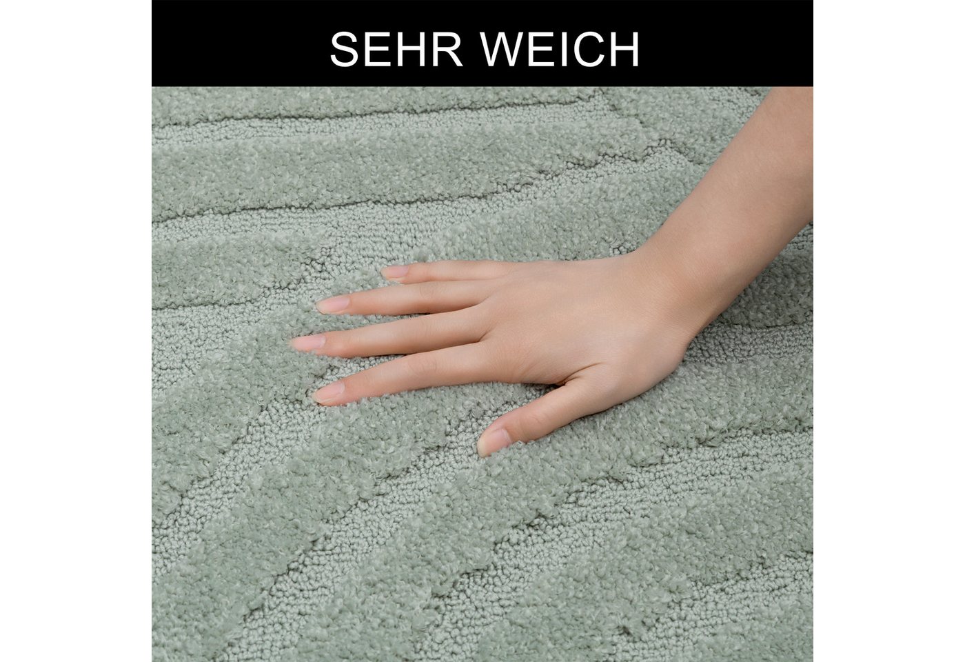 OTTO home Badematte Regona Scandi, Badvorleger, Badezimmer Teppich, Duschvorleger, Höhe 10 mm, rutschhemmend beschichtet, strapazierfähig, Polyester, halbrund,  – Bild 3 von 5