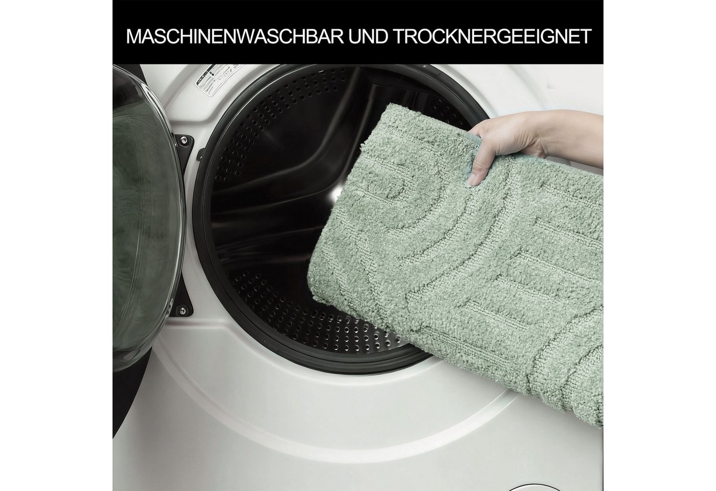 OTTO home Badematte Regona Scandi, Badvorleger, Badezimmer Teppich, Duschvorleger, Höhe 10 mm, rutschhemmend beschichtet, strapazierfähig, Polyester, halbrund,  – Bild 5 von 5