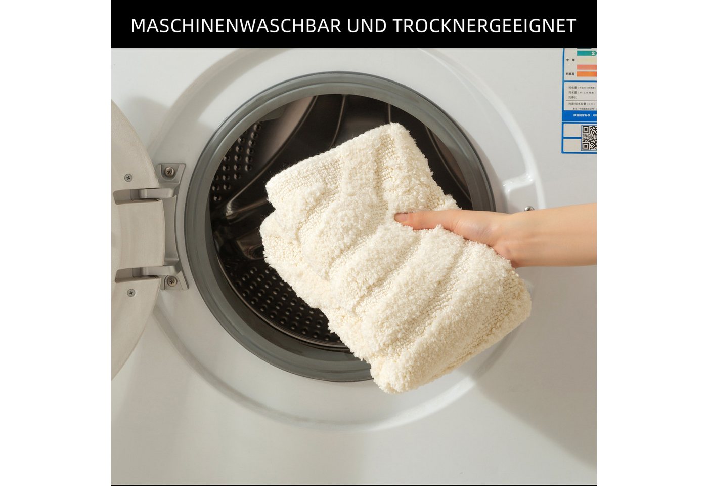 OTTO home Badematte Regona Scandi, Badvorleger, Badezimmer Teppich, Duschvorleger, Höhe 10 mm, rutschhemmend beschichtet, strapazierfähig, Polyester, rechteckig – Bild 5 von 5