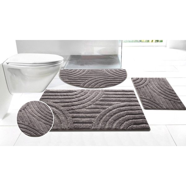 OTTO home Badematte Regona Scandi, Badvorleger, Badezimmer Teppich, Duschvorleger, Höhe 10 mm, rutschhemmend beschichtet, strapazierfähig, Polyester, halbrund, 