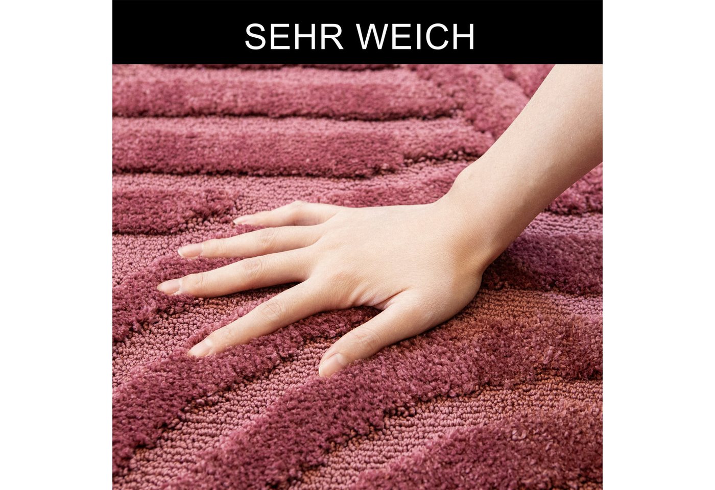 OTTO home Badematte Regona Scandi, Badvorleger, Badezimmer Teppich, Duschvorleger, Höhe 10 mm, rutschhemmend beschichtet, strapazierfähig, Polyester, halbrund,  – Bild 3 von 5