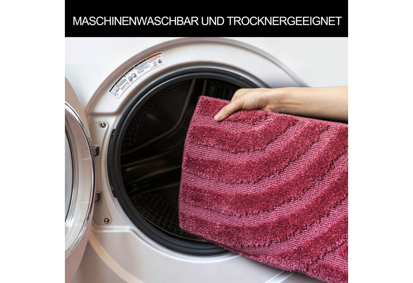 OTTO home Badematte Regona Scandi, Badvorleger, Badezimmer Teppich, Duschvorleger, Höhe 10 mm, rutschhemmend beschichtet, strapazierfähig, Polyester, halbrund,  – Bild 5 von 5