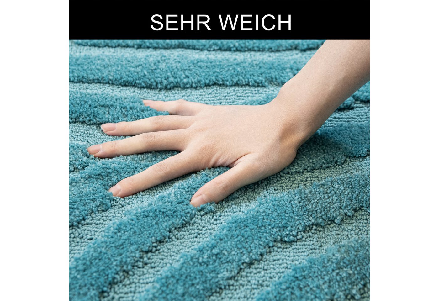 OTTO home Badematte Regona Scandi, Badvorleger, Badezimmer Teppich, Duschvorleger, Höhe 10 mm, rutschhemmend beschichtet, strapazierfähig, Polyester, rechteckig – Bild 4 von 5