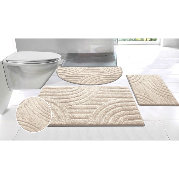 OTTO home Badematte Regona Scandi, Badvorleger, Badezimmer Teppich, Duschvorleger, Höhe 10 mm, rutschhemmend beschichtet, strapazierfähig, Polyester, halbrund, 