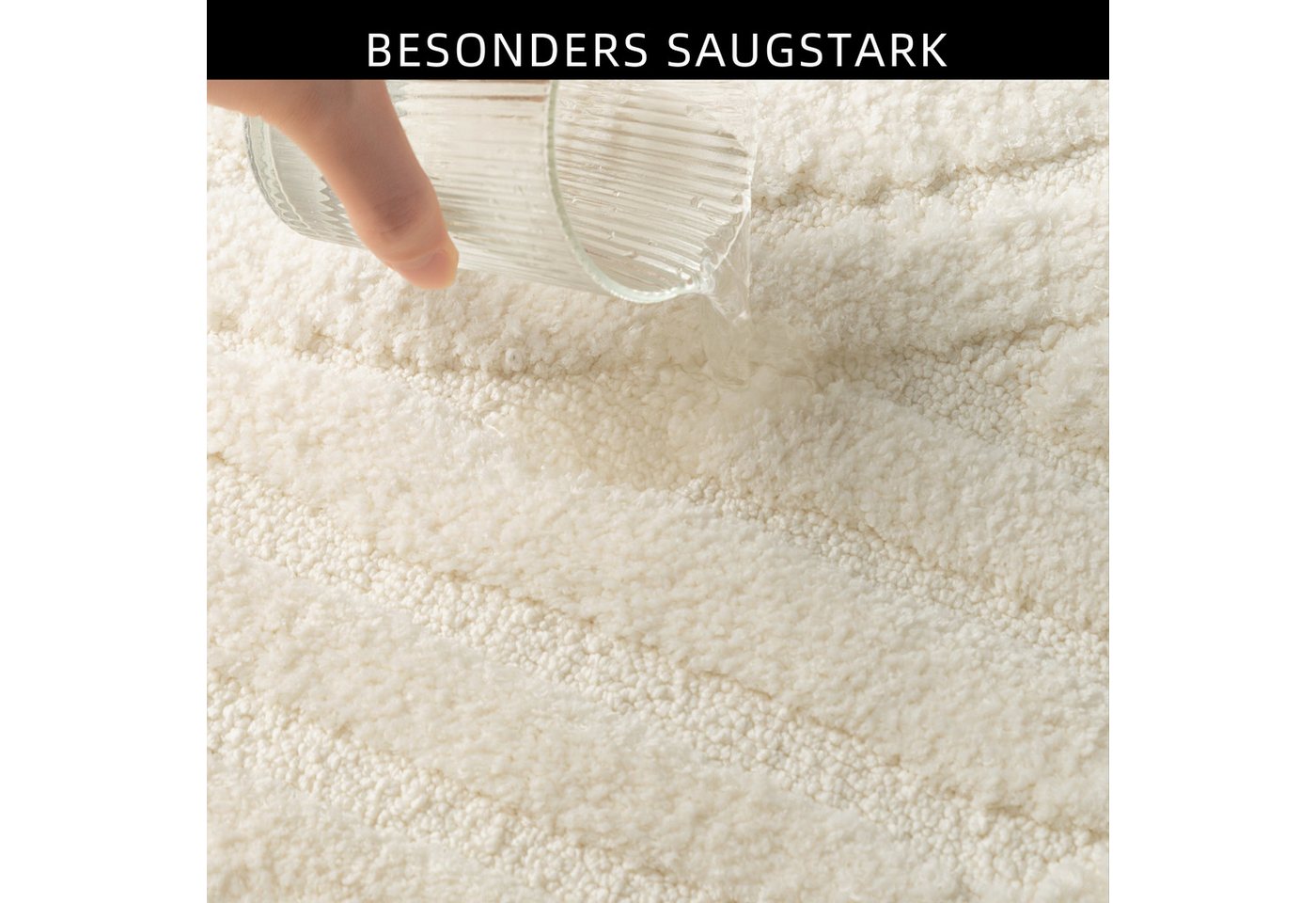 OTTO home Badematte Regona Scandi, Badvorleger, Badezimmer Teppich, Duschvorleger, Höhe 10 mm, rutschhemmend beschichtet, strapazierfähig, Polyester, halbrund,  – Bild 3 von 5