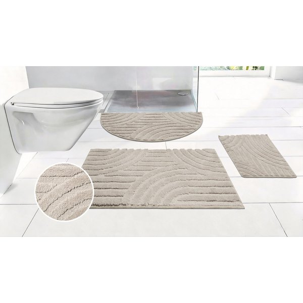 OTTO home Badematte Regona Scandi, Badvorleger, Badezimmer Teppich, Duschvorleger, Höhe 10 mm, rutschhemmend beschichtet, strapazierfähig, Polyester, halbrund, 
