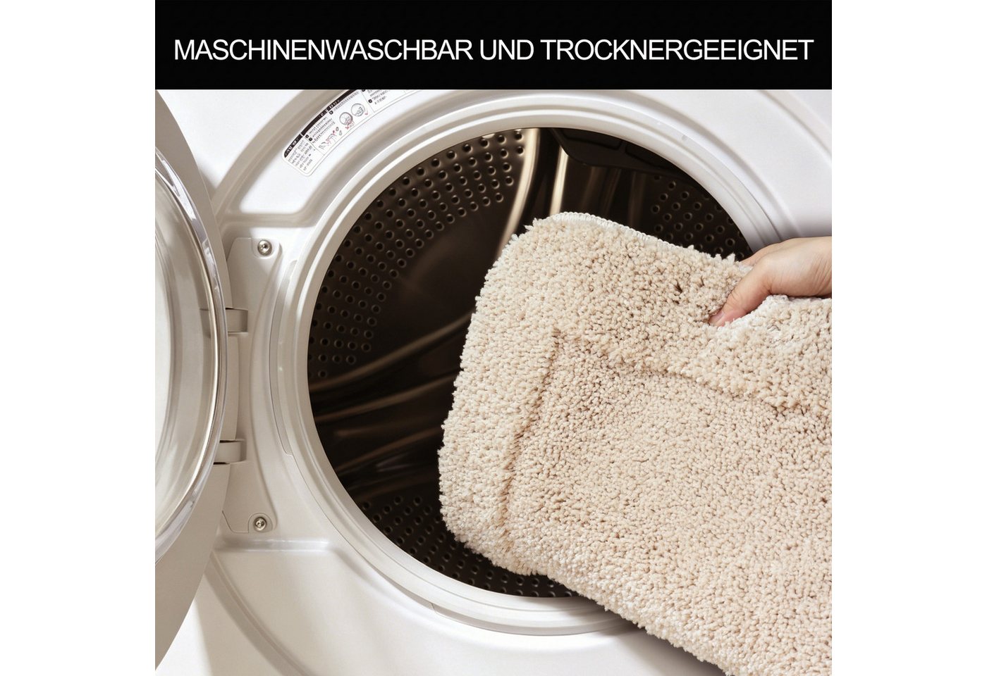 OTTO home Badematte Sanremo mit Rahmen, Badvorleger, Badezimmer, sehr weich, Hoch-Tief, Höhe 25 mm, rutschhemmend beschichtet, schnell trocknend, fußbodenheizun – Bild 4 von 5