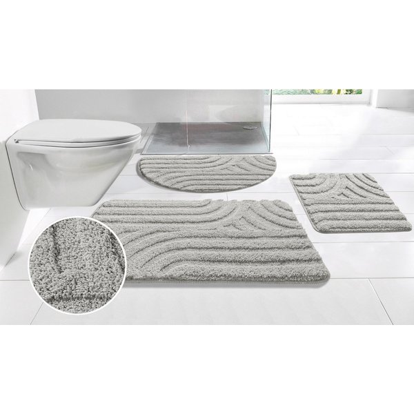 OTTO home Badematte Sanremo Scandi, Badvorleger, Badezimmer Teppich, Duschvorleger, Höhe 20 mm, rutschhemmend beschichtet, strapazierfähig, Polyester, halbrund,