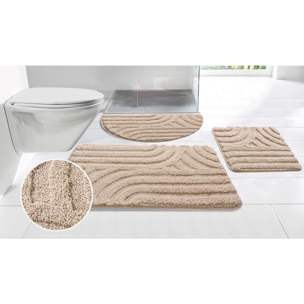 OTTO home Badematte Sanremo Scandi, Badvorleger, Badezimmer Teppich, Duschvorleger, Höhe 20 mm, rutschhemmend beschichtet, strapazierfähig, Polyester, rechtecki