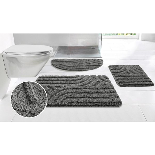 OTTO home Badematte Sanremo Scandi, Badvorleger, Badezimmer Teppich, Duschvorleger, Höhe 20 mm, rutschhemmend beschichtet, strapazierfähig, Polyester, halbrund,