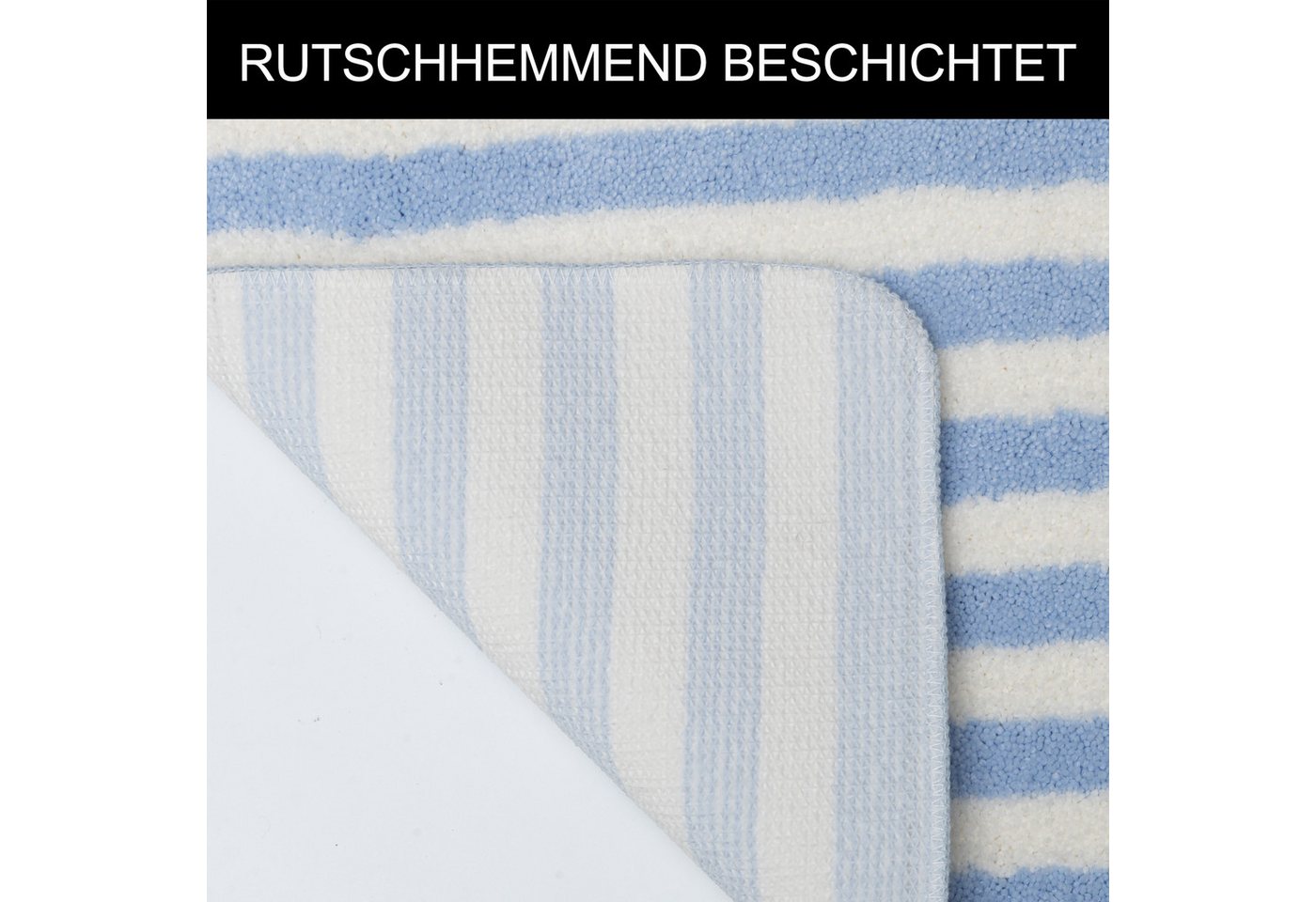 OTTO home Badematte Streifen, Jannika, Badvorleger, Badezimmer Teppich, Höhe 12 mm, rutschhemmend beschichtet, schnell trocknend, fußbodenheizungsgeeignet, Poly – Bild 4 von 5