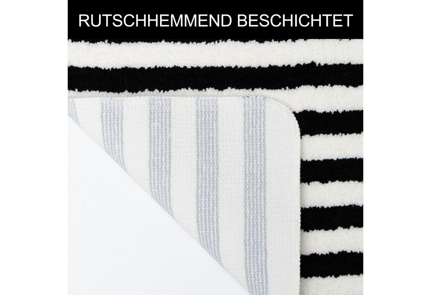 OTTO home Badematte Streifen, Jannika, Badvorleger, Badezimmer Teppich, Höhe 12 mm, rutschhemmend beschichtet, schnell trocknend, fußbodenheizungsgeeignet, Poly – Bild 4 von 5