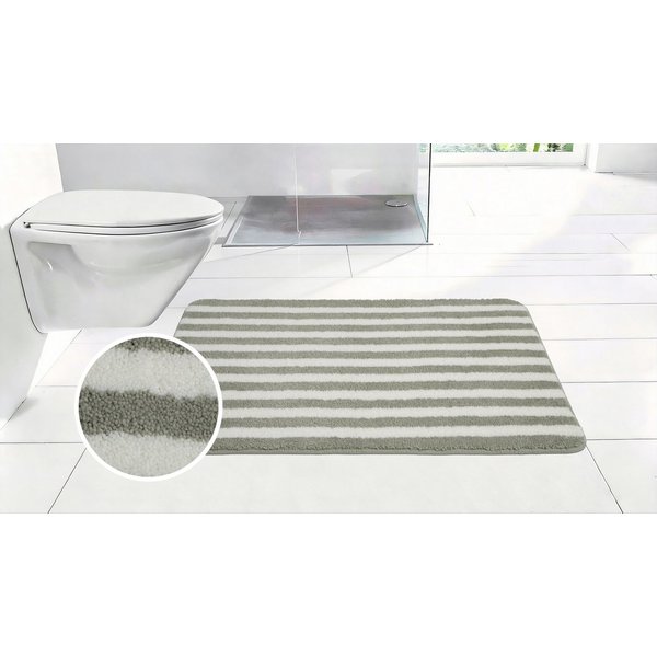 OTTO home Badematte Streifen, Jannika, Badvorleger, Badezimmer Teppich, Höhe 12 mm, rutschhemmend beschichtet, schnell trocknend, fußbodenheizungsgeeignet, Poly
