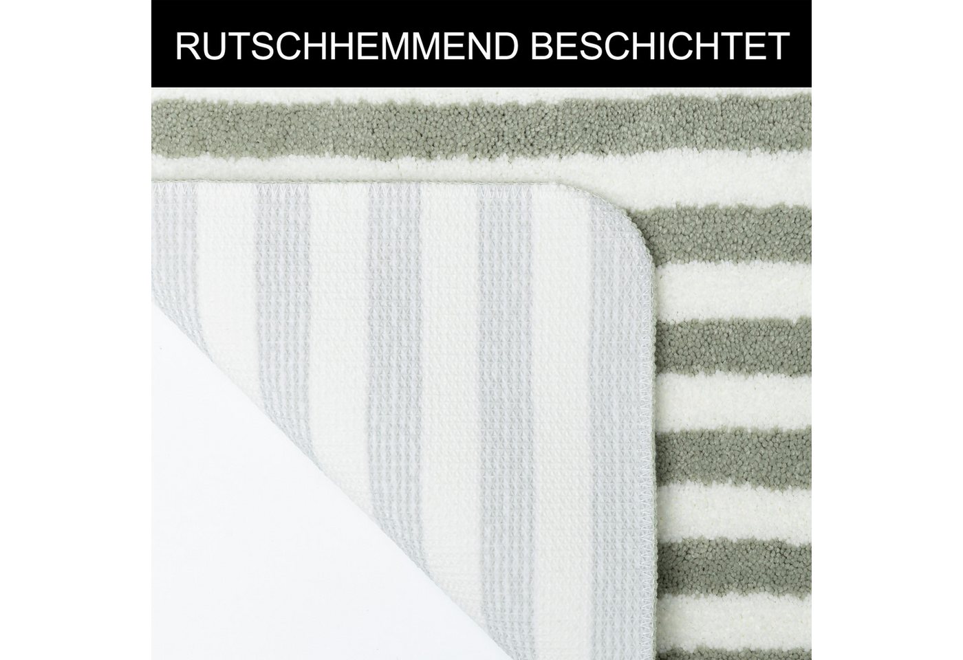 OTTO home Badematte Streifen, Jannika, Badvorleger, Badezimmer Teppich, Höhe 12 mm, rutschhemmend beschichtet, schnell trocknend, fußbodenheizungsgeeignet, Poly – Bild 4 von 5