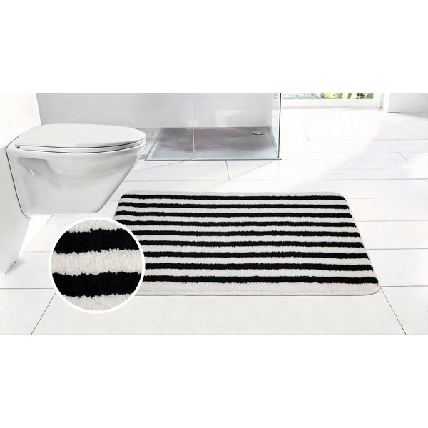 OTTO home Badematte Streifen, Jannika, Badvorleger, Badezimmer Teppich, Höhe 12 mm, rutschhemmend beschichtet, schnell trocknend, fußbodenheizungsgeeignet, Poly