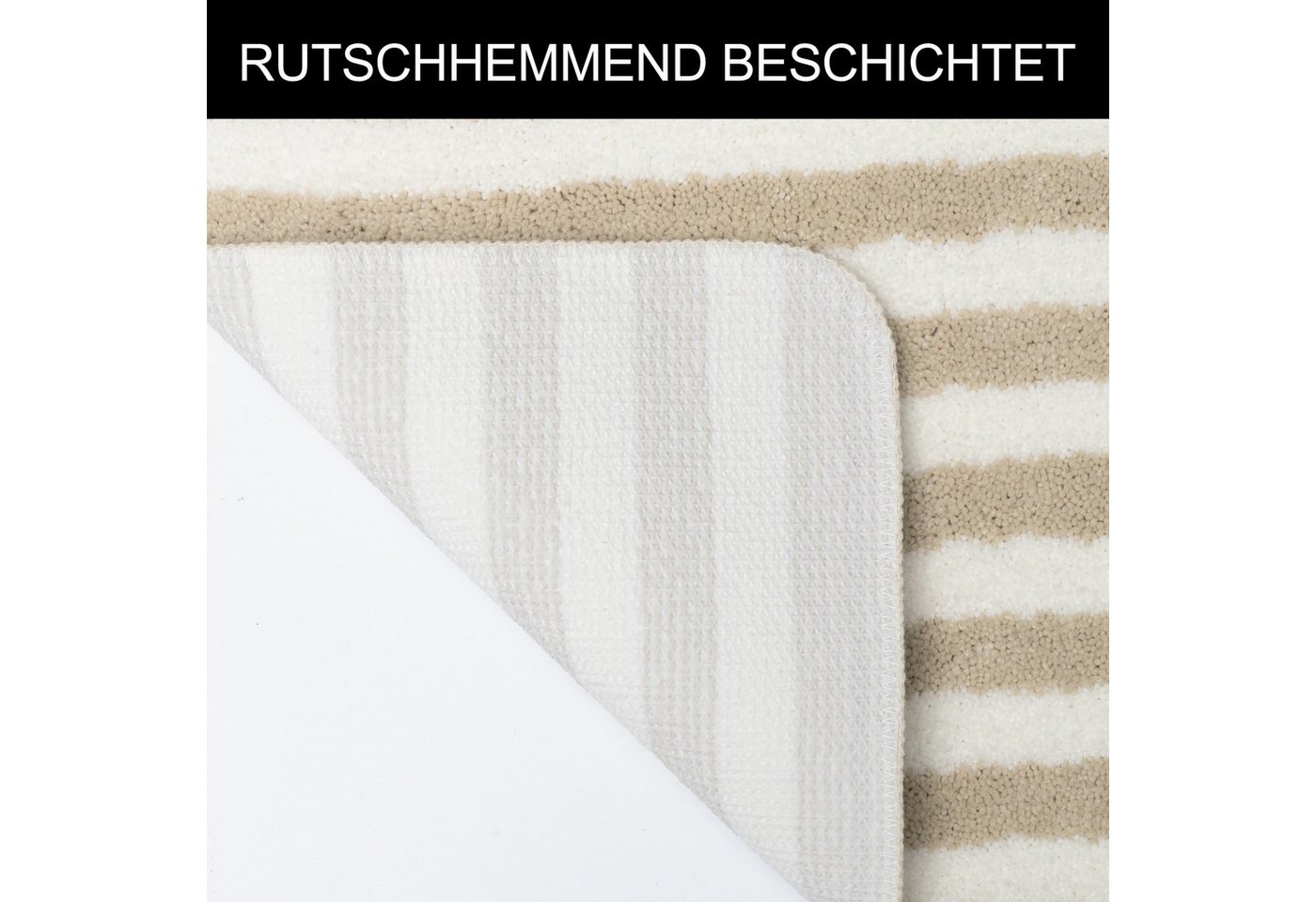 OTTO home Badematte Streifen, Jannika, Badvorleger, Badezimmer Teppich, Höhe 12 mm, rutschhemmend beschichtet, schnell trocknend, fußbodenheizungsgeeignet, Poly – Bild 4 von 5