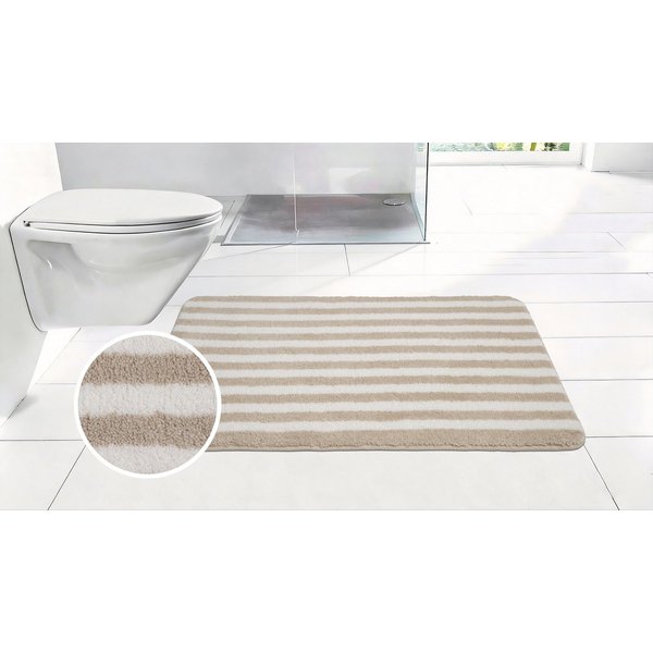 OTTO home Badematte Streifen, Jannika, Badvorleger, Badezimmer Teppich, Höhe 12 mm, rutschhemmend beschichtet, schnell trocknend, fußbodenheizungsgeeignet, Poly