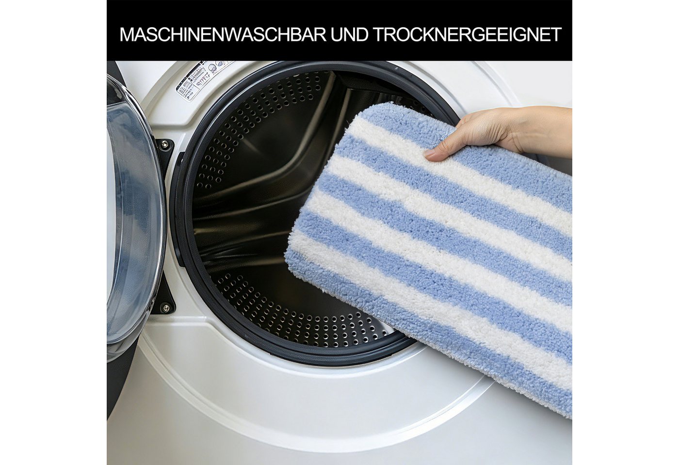 OTTO home Badematte Streifen, Jannika, Badvorleger, Badezimmer Teppich, Höhe 12 mm, rutschhemmend beschichtet, schnell trocknend, fußbodenheizungsgeeignet, Poly – Bild 5 von 5