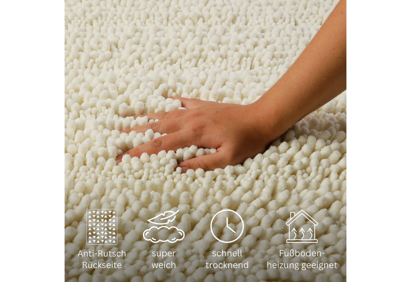 OTTO home Badematte Torrni, Höhe 22 mm, rutschhemmend beschichtet, schnell trocknend, fußbodenheizungsgeeignet, Polyester, rechteckig, Badteppich, getuftet, mod – Bild 3 von 5