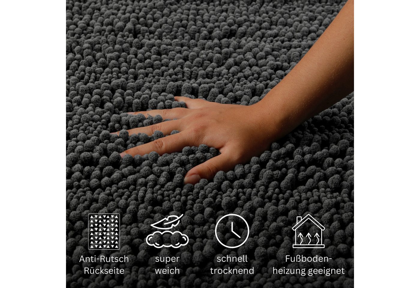 OTTO home Badematte Torrni, Höhe 22 mm, rutschhemmend beschichtet, schnell trocknend, fußbodenheizungsgeeignet, Polyester, rechteckig, Badteppich, getuftet, mod – Bild 3 von 5