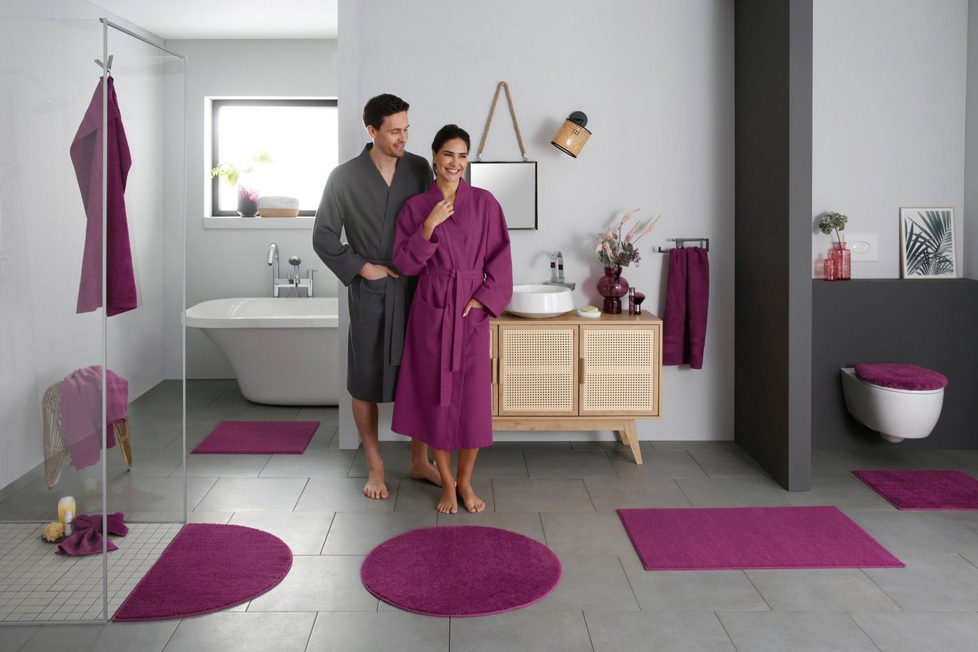OTTO home Badematte Vanessa, Badvorleger, Badezimmer Teppich, Höhe 10 mm, rutschhemmend beschichtet, schnell trocknend, strapazierfähig, fußbodenheizungsgeeigne – Bild 2 von 5