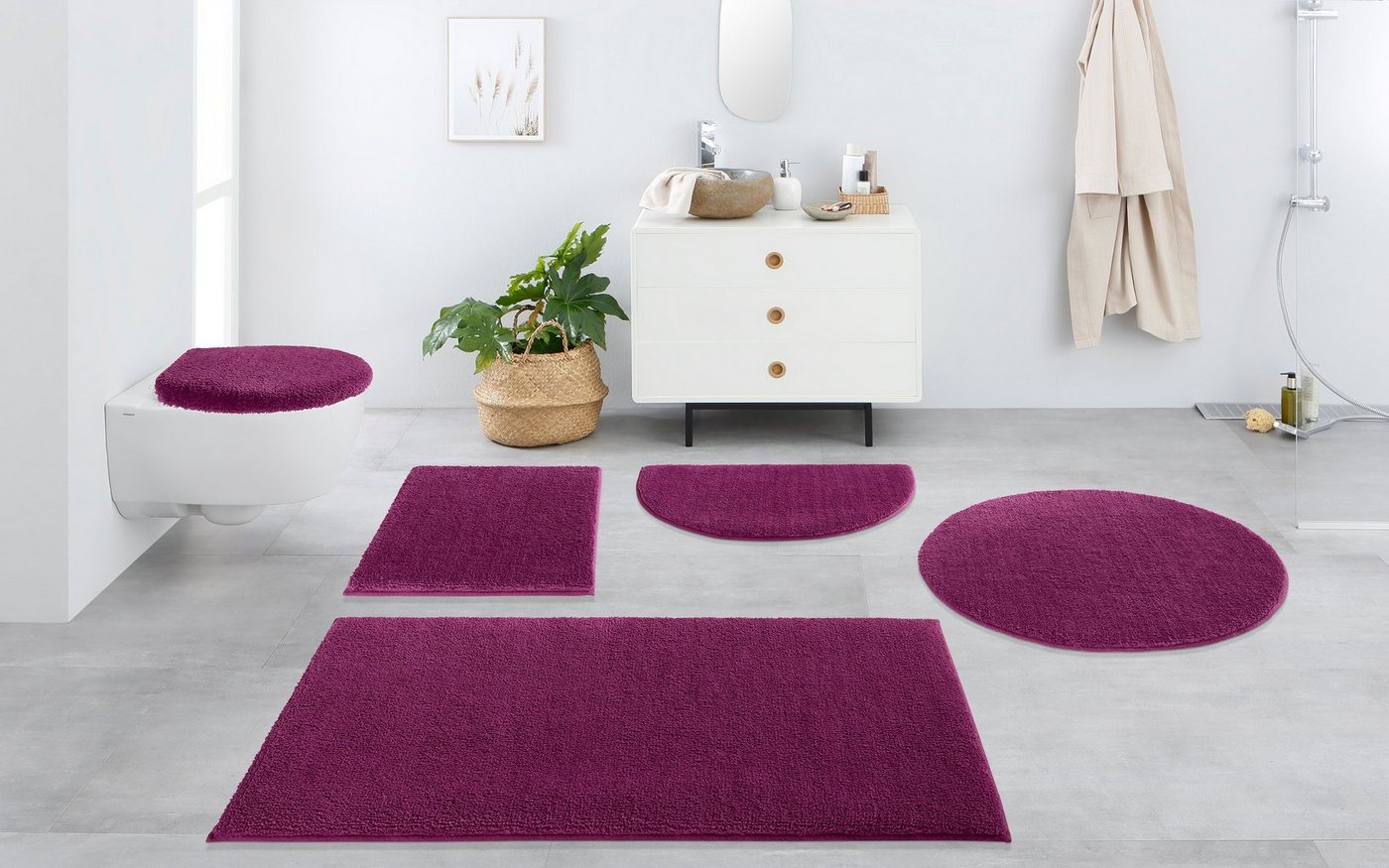 OTTO home Badematte Vanessa, Badvorleger, Badezimmer Teppich, Höhe 10 mm, rutschhemmend beschichtet, schnell trocknend, strapazierfähig, fußbodenheizungsgeeigne – Bild 3 von 5