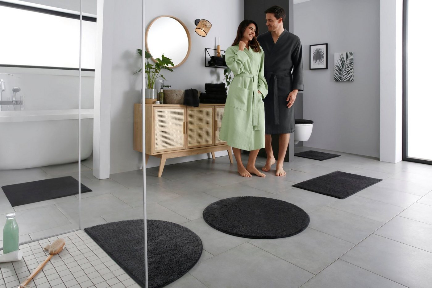 OTTO home Badematte Vanessa, Badvorleger, Badezimmer Teppich, Höhe 10 mm, rutschhemmend beschichtet, schnell trocknend, strapazierfähig, fußbodenheizungsgeeigne – Bild 2 von 5