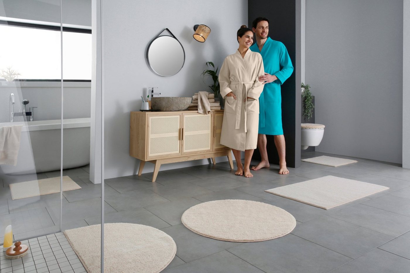 OTTO home Badematte Vanessa, Badvorleger, Badezimmer Teppich, Höhe 10 mm, rutschhemmend beschichtet, schnell trocknend, strapazierfähig, fußbodenheizungsgeeigne – Bild 2 von 5